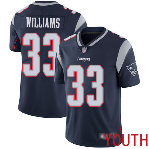New England Patriots Football #33 Vapor Limited Navy Blue Youth Joejuan Williams Home NFL Jersey